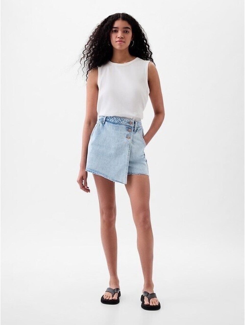 NWT Gap Mini Denim Wrap Skort Jean 6 Skirt With Shorts